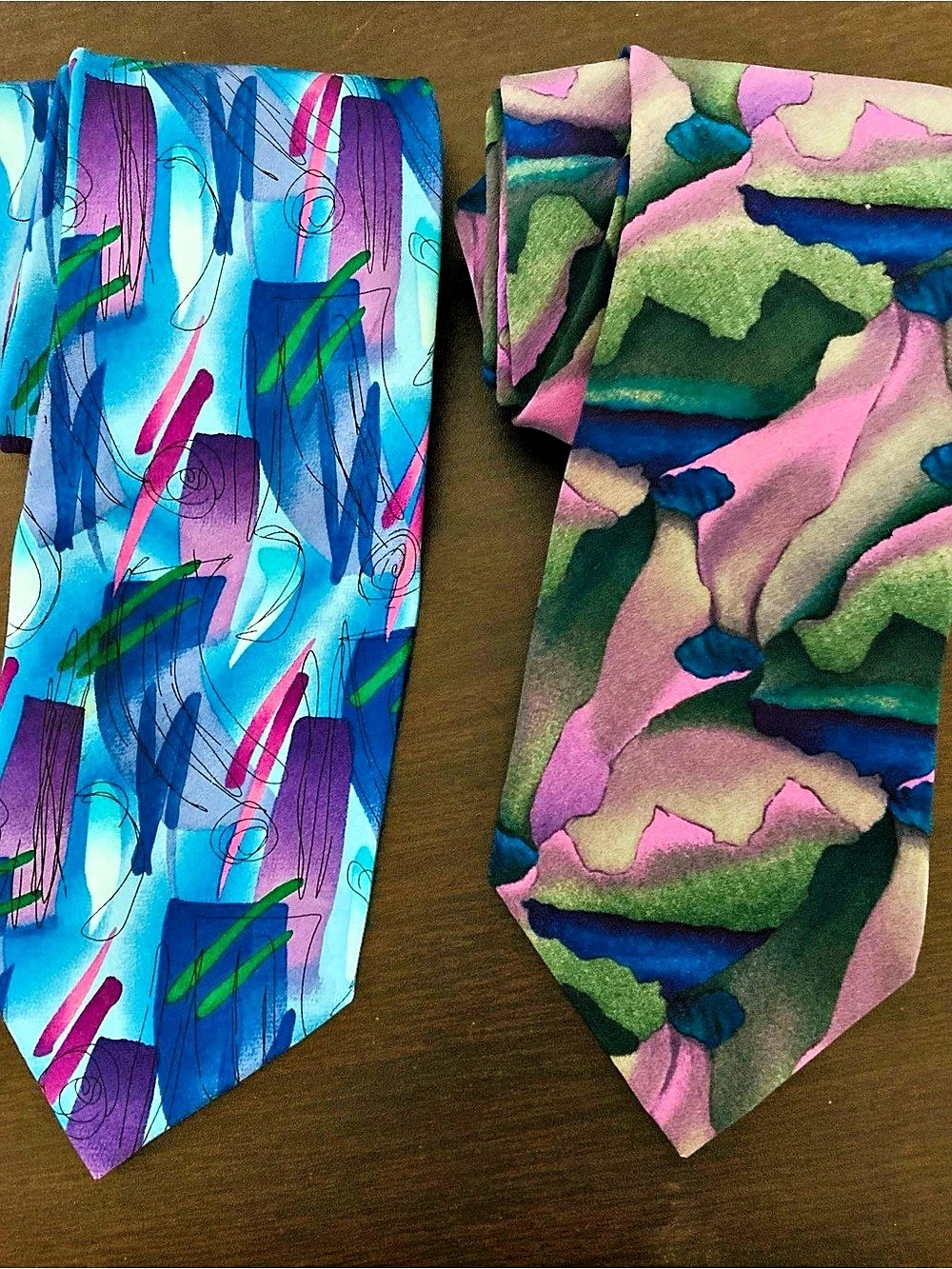 J. Garcia Shangri-la / Paris in the Rain Tie Lot of 2 - Blue & Pink. Pre-Owned/